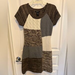Style & Co. Brown and Gray Patchwork Knit Dress